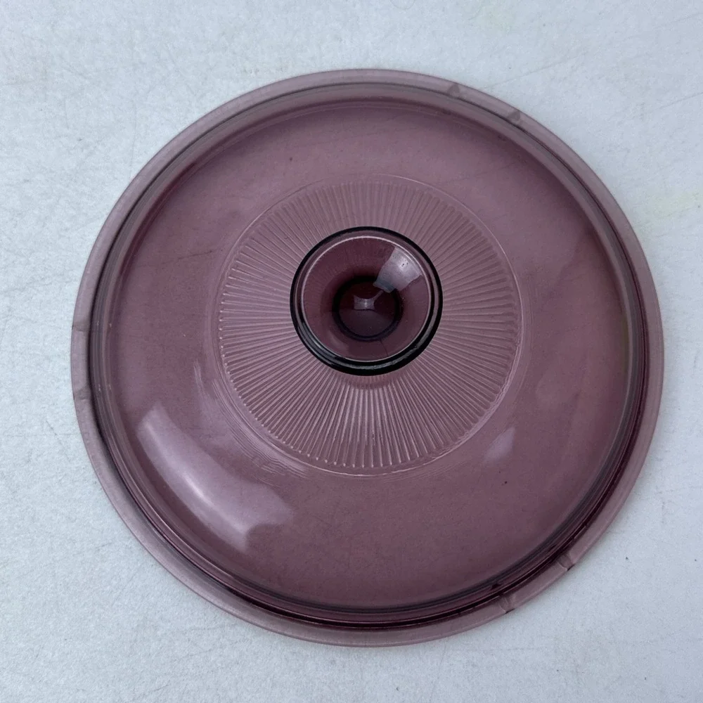 Vision V-32-B Cranberry 1.5 Qt Casserole Dish Corning Ware Glass Pyrex Lid USA